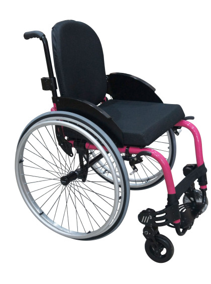 Cadeira de Rodas Monobloco M3 40cm Rosa Pink com Pneus Cinza Ortobras
