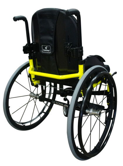 Cadeira de Rodas Monobloco M3 Premium 44cm Amarelo Flúor Roda Sentinell Preta Pneu Cinza Ortobras