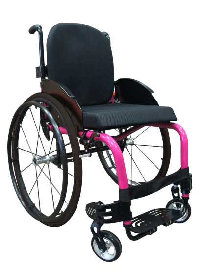 Cadeira de Rodas Monobloco M3 Premium 42cm Rosa Pink Roda Sentinell Preta Pneu Cinza Ortobras