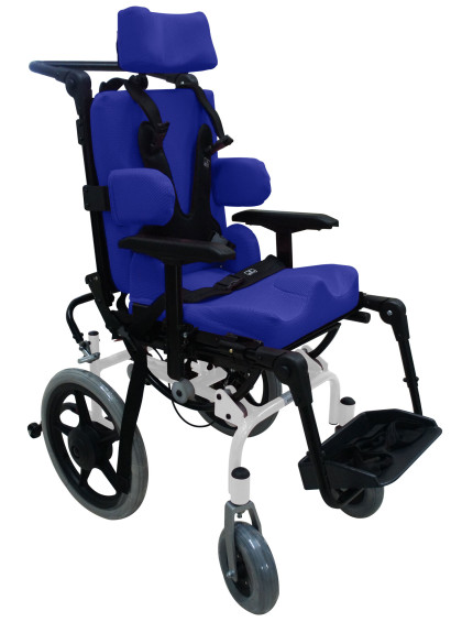 Cadeira de Rodas Postural Ortopédico T1 Branco com Estofado Azul 42/45/50