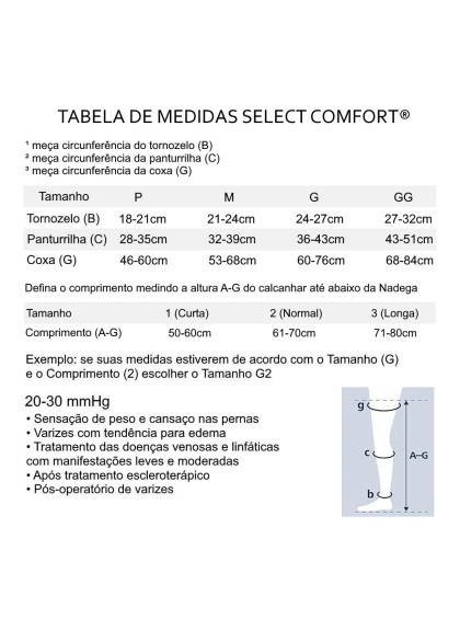 Meia de Compressão 7/8 Sigvaris Select Comfort 20-30 mmHg M3