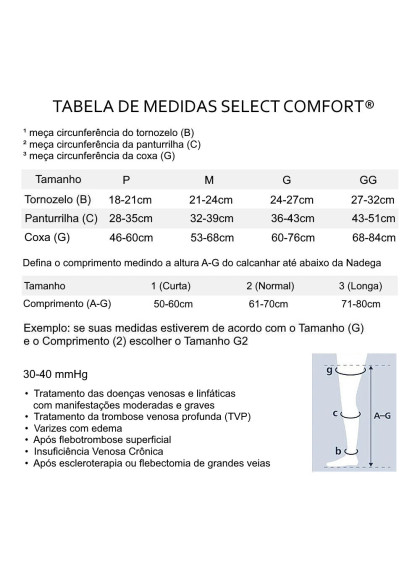 Meia de Compressão 7/8 Sigvaris Select Comfort 30-40 mmHg M3