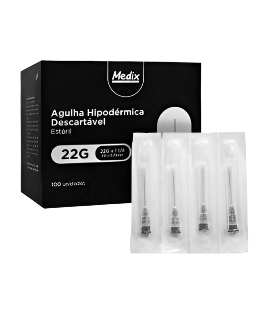 Agulha Hipodérmica Medix 22G 1 1/4" (0,70x30mm) – Caixa com 100 Unidades Estéreis