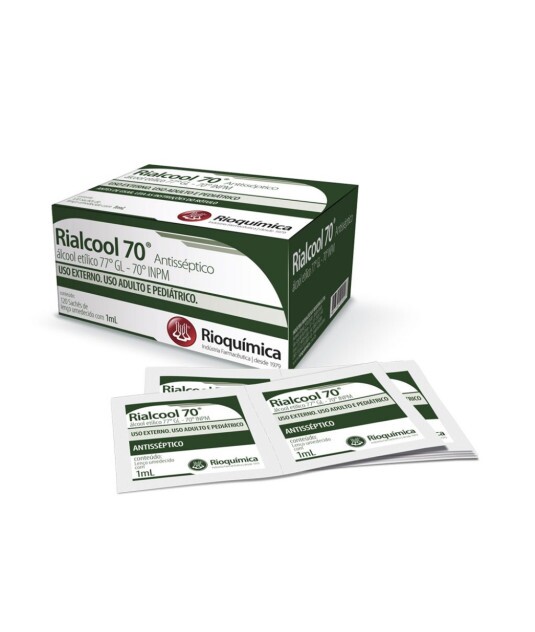 Rialcool Álcool Etílico 77°GL Swab Sachê com 120 Und Rioquímica