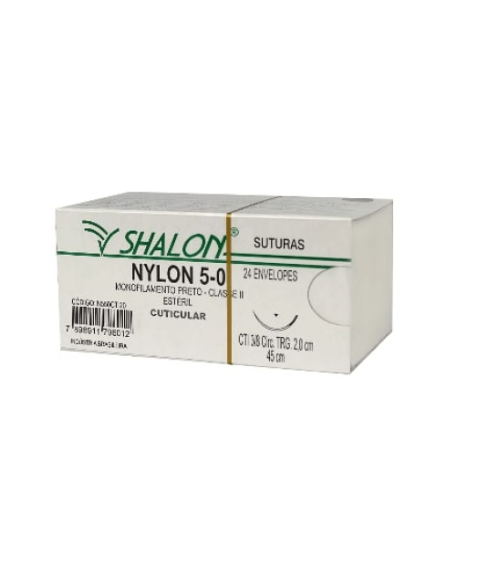 Fio Nylon 5-0 C-AG 1/2 CIR TRG 2,5CM 45CM SHALON unidade 