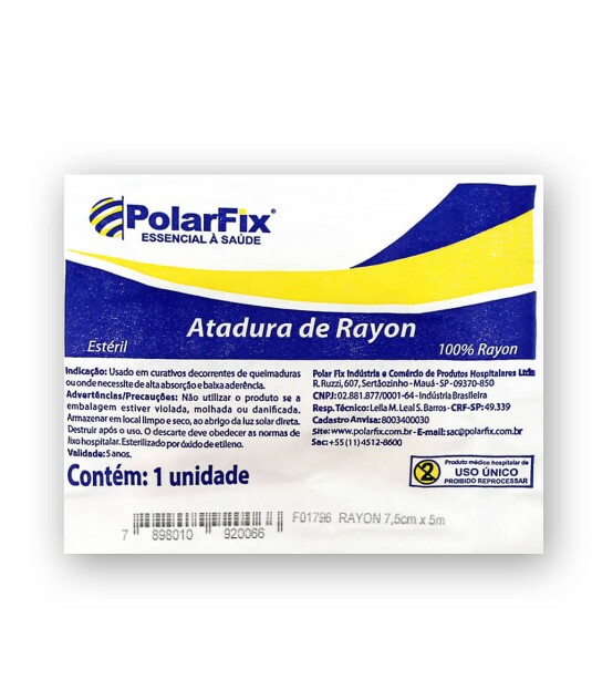 Atadura de Rayon Estéril 7,5cm x 5 m Polar Fix