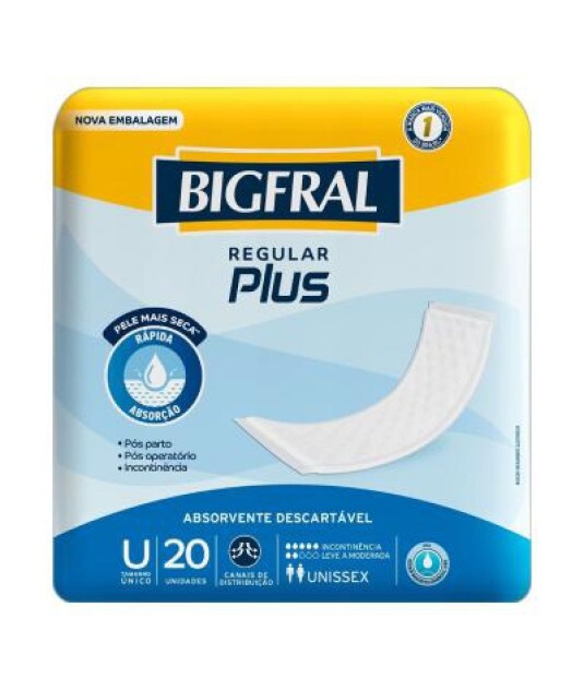 Absorvente Regular Plus 20 Unidades Bigfral  