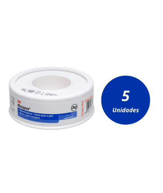 Micropore 12,5mm x 10m Branco c/ Capa 5 Unidades 3M