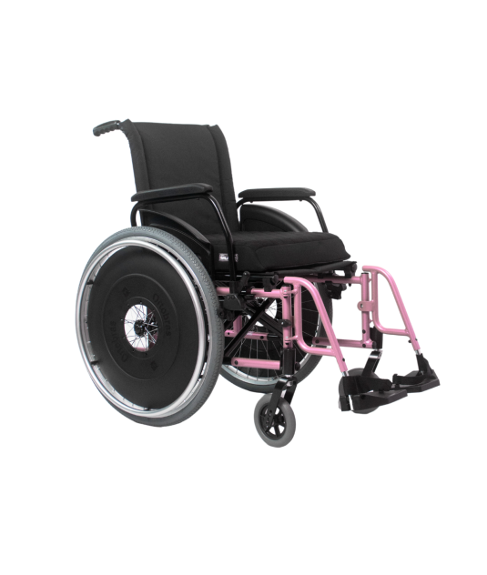 Cadeira de Rodas AVD Alumínio Pés Fixos Rosa Ortobras