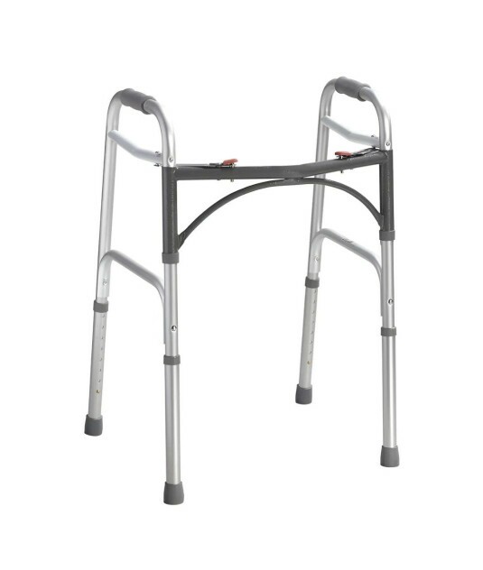 Andador Aluminio 2 Barras Clique Duplo Prata MED130 Cap 135kg - Live Well
