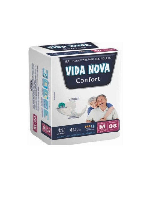 Fralda Adulto Geriátrica Descartável 8 unid Vida Nova - Casa Médica