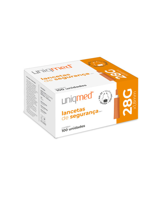 Lanceta de Segurança Automática 28G c/ 100un Uniqmed 