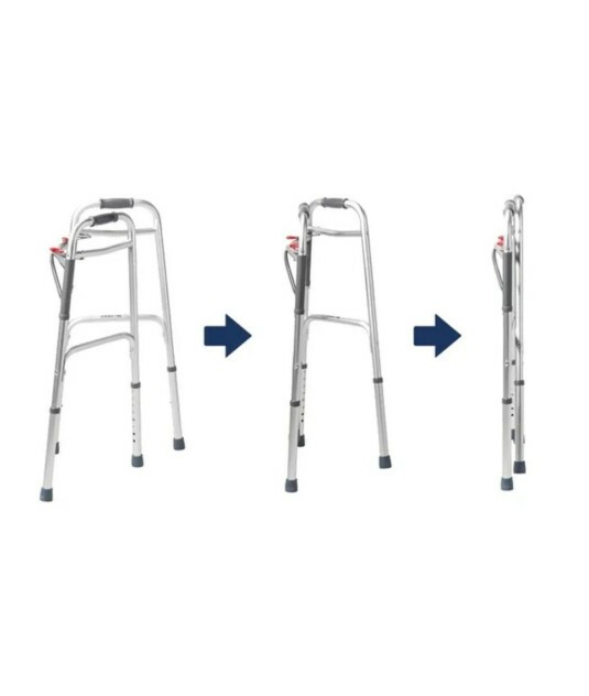 Andador Aluminio 2 Barras Clique Duplo Prata MED130 Cap 135kg - Live Well