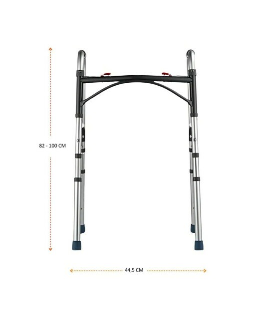 Andador Aluminio 2 Barras Clique Duplo MED140 até 135kg Prata Acetinado - Live Well