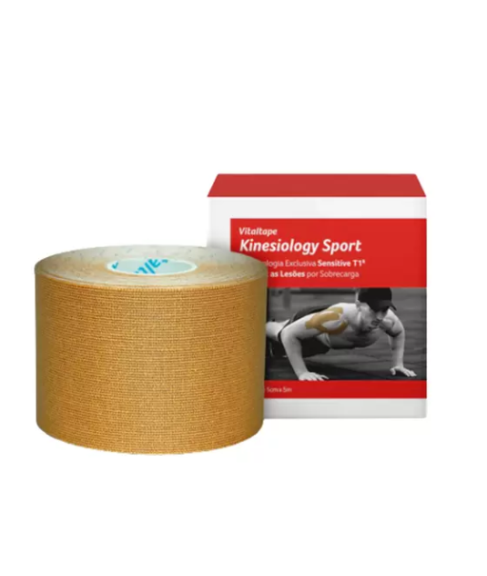 Fita de Kinesio Bandagem Elástica 5cm x 5m Bege Vitaltape 