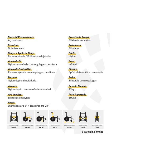 Cadeira de Rodas PL102 Confort Flex 44 Prolife
