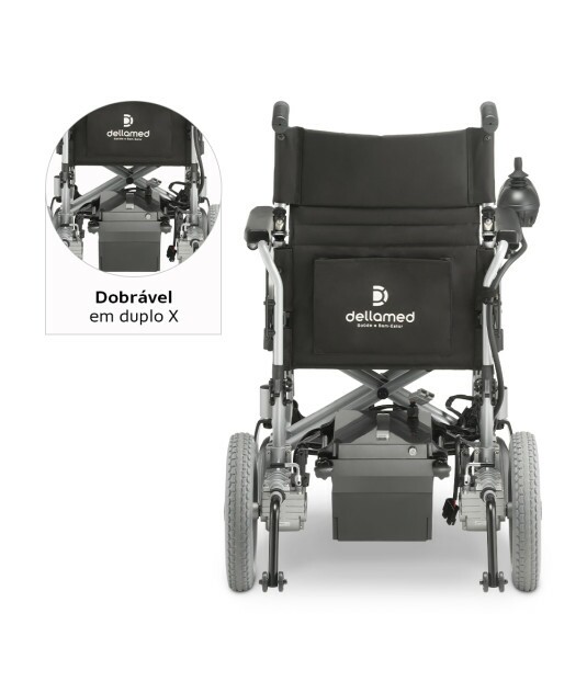 Cadeira de Rodas Motorizada Dobrável Elétrica Bivolt Alumínio D900 Dellamed