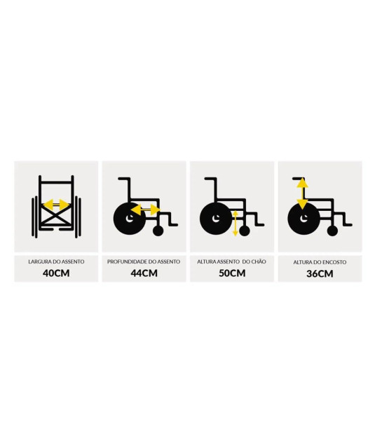 Cadeira de Rodas Nylon Pés Fixos Pneu Inflável PL002 Prolife