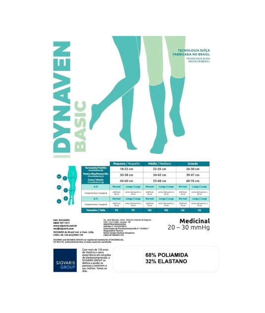 Meia de Compressão 3/4 Sigvaris Dynaven Basic 20-30mmHg