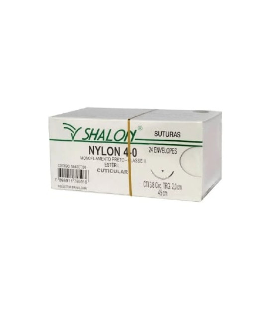 Fio nylon 4-0 c/ag 1/2 cir trg 3,0cm 45cm SHALON unidades