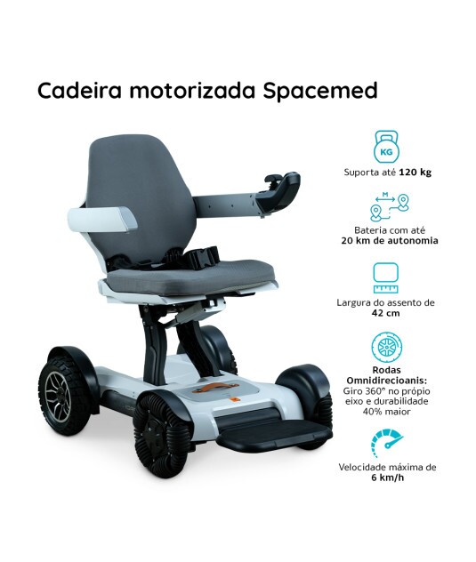 Cadeira de Rodas Motorizada Dobrável até 120 Kg Spacemed Dellamed
