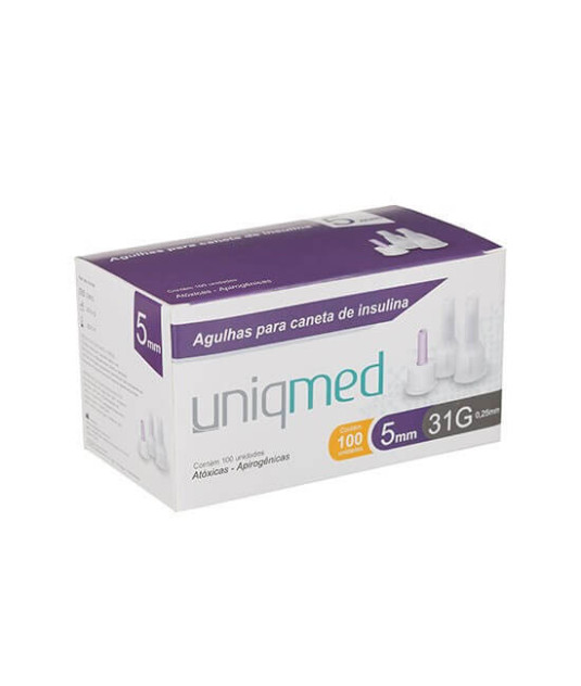 Agulha Descartável para Caneta Insulina 31g 5x0,25mm Uniqmed