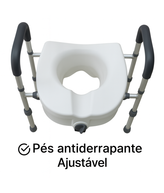 Assento Sanitario Elevado com Barra de Apoio Lateral Pro18