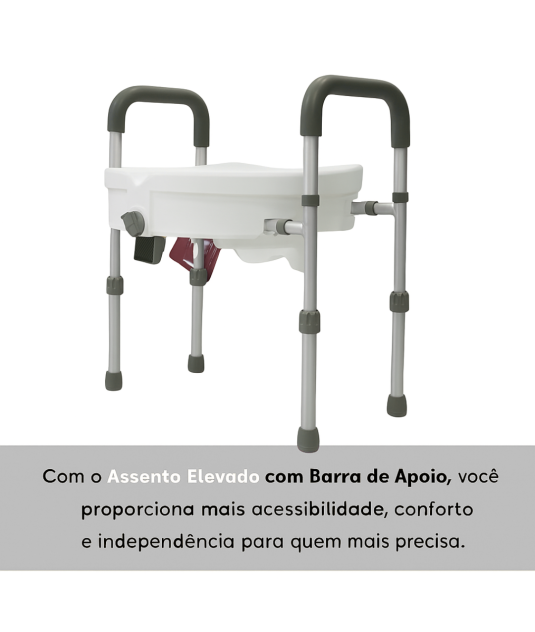 Assento Sanitario Elevado com Barra de Apoio Lateral Pro18