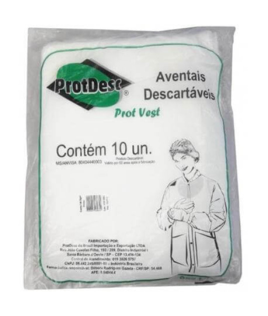 Avental Procedimento Manga Longa Punho Elástico 30g Azul com 10 und ProtDesc