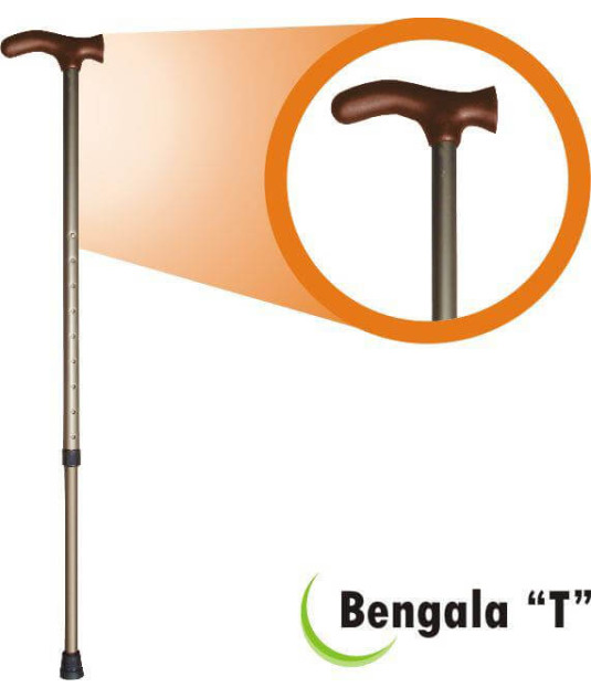 Bengala Alumínio T com Regulagem Bronze/Bronze Fina BTRBB Alo