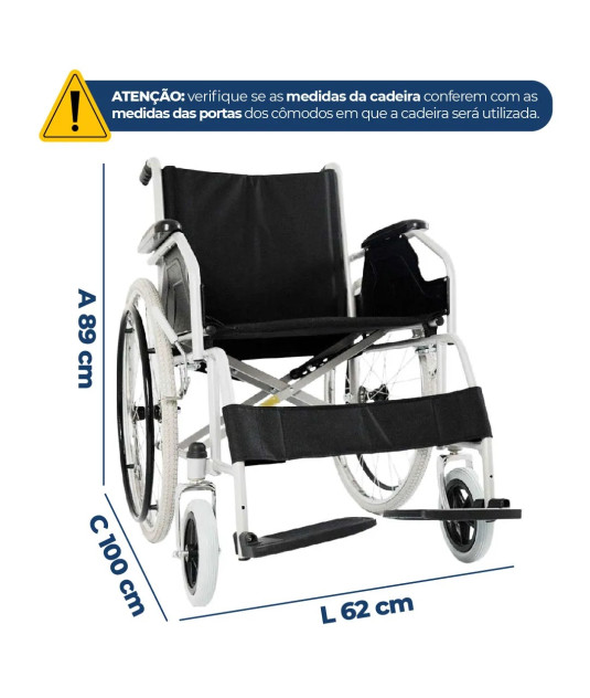 Cadeira de Rodas em Aço Carbono Dobrável D100 Dellamed