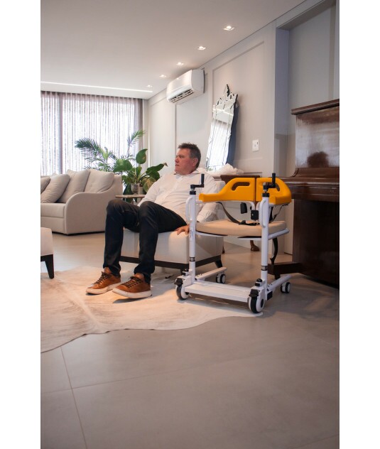 Cadeira de Transferência Multifuncional até 120kg MED 3040 - 4 em 1 com Elevação Manual e Assento Regulável 