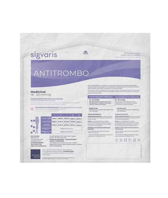 Meia de Compressão 3/4 Sigvaris Antitrombo 18-23 mmHg