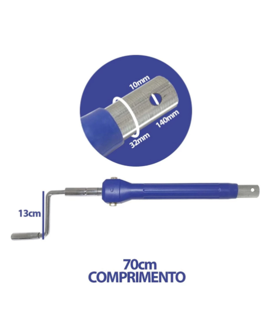 Manivela Média de Aço Compatível com Cama Dx3 75cm Dellamed