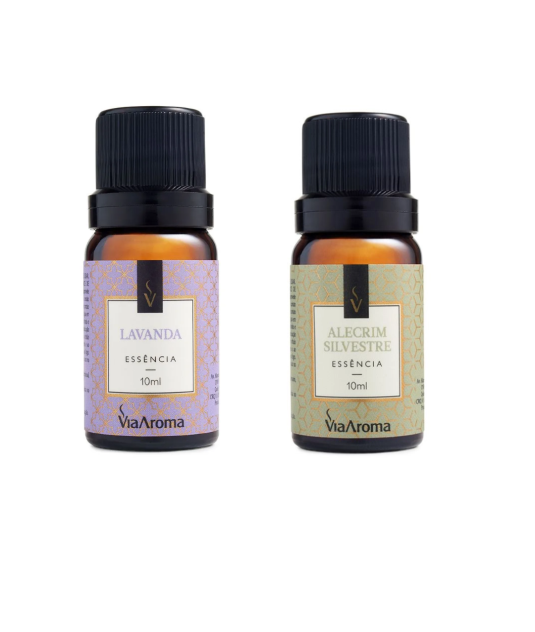Essência 10ml Via Aroma - Lavanda + ESSENCIA 10 ML - ALECRIM SILVESTRE + Essência 10ml Via Aroma - Alecrim Silvestre