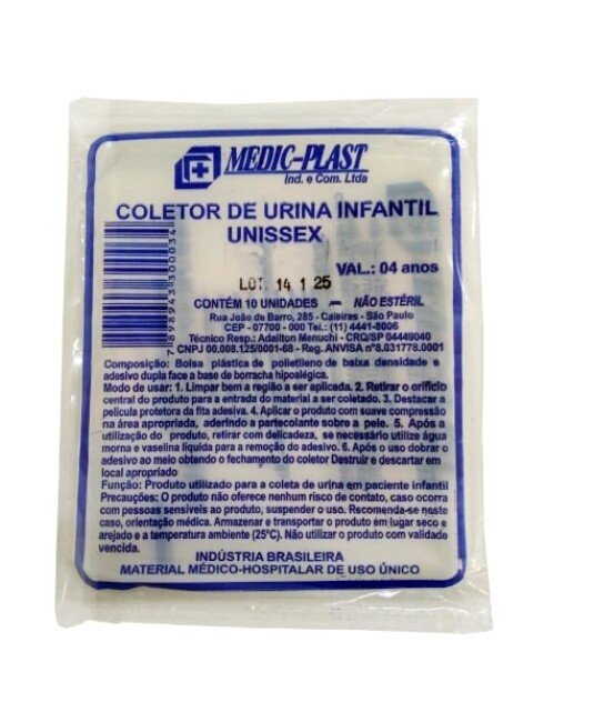 Coletor urina infantil unissex nao esteril 100ml