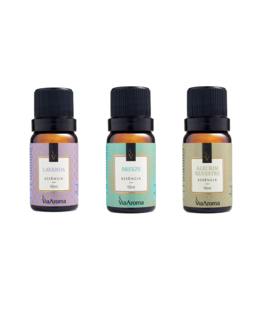 Essência 10ml Via Aroma - Lavanda + Essência 10ml Via Aroma - Breeze + Essência 10ml Via Aroma - Alecrim Silvestre