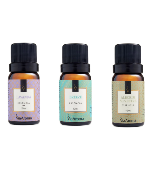 Essência 10ml Via Aroma - Lavanda Francesa + Essência 10ml Via Aroma - Breeze + Essência 10ml Via Arom-Alecrim Silvestre