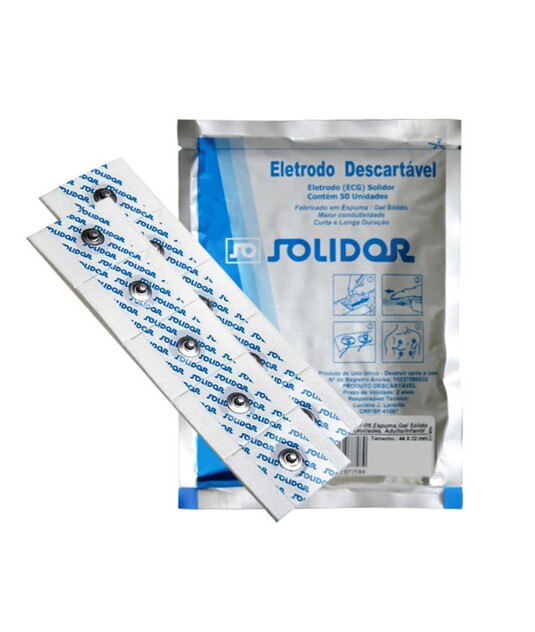 Eletrodo Descartável Ecg Espuma E Gel Com 500un Solidor