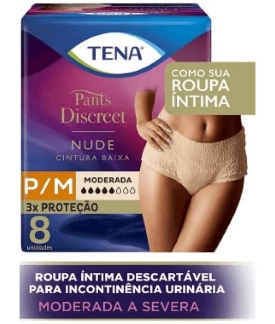 Calcinha Descartavel Tena Pants Discreet Nude P/M