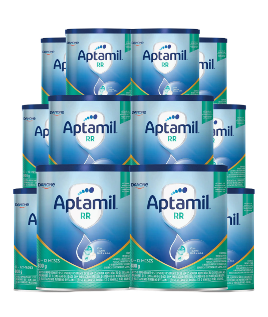 Aptamil RR 800g Kit 12 Unidades Danone – Fórmula Infantil 0 a 12 Meses com DHA, ARA e Goma Jataí + E-book
