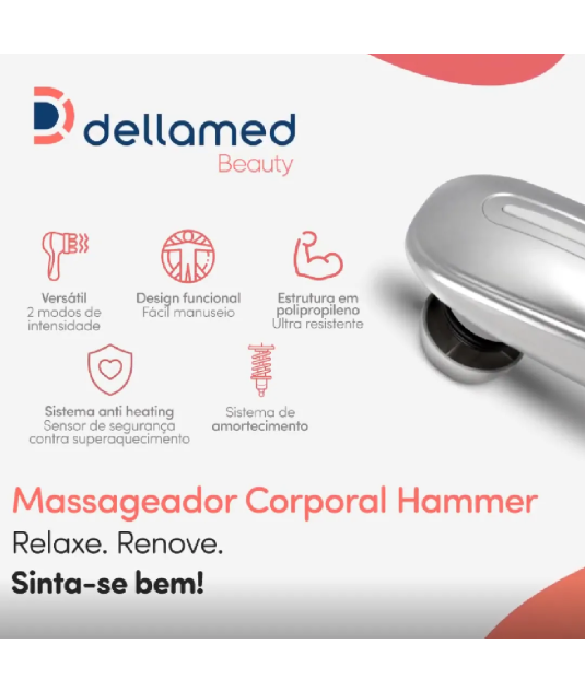 Massageador Corporal Hammer com 5 Discos Massageadores - Dellamed -  Alívio de Dores, Relaxamento e Combate à Celulite