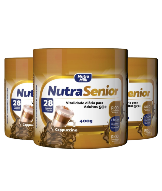 Nutra Senior Adulto 50+ Kit 3 Unidades Complemento Alimentar 400g - Cappuccino 