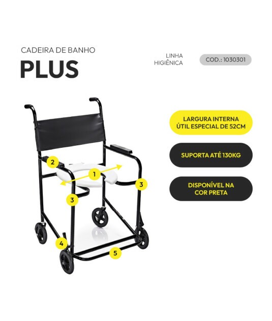 Cadeira de Banho Obeso Flex Plus Braço Fixo PL2001 Prolife