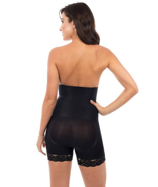 Boxer Lace Cintura Alta com Renda Preto M Plié