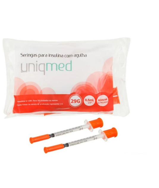Seringa Descartável para Insulina Pct C/ 10uni U-100 12,7x0,33 Uniqmed