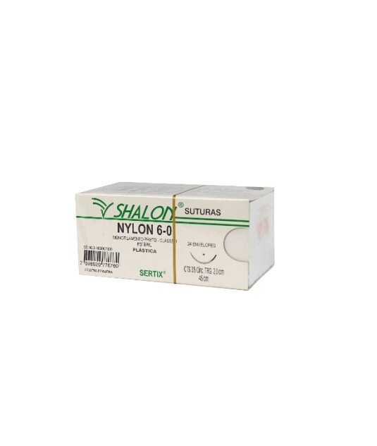 Fio nylon 6-0 c/ag 3/8 cir trg 2,0cm 45cm Shalon Unidade