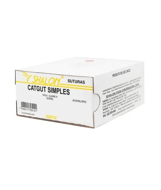 Fio cat gut simples 2-0 c/ag 1/2cir cil3,0 75cm SHALON Unidade