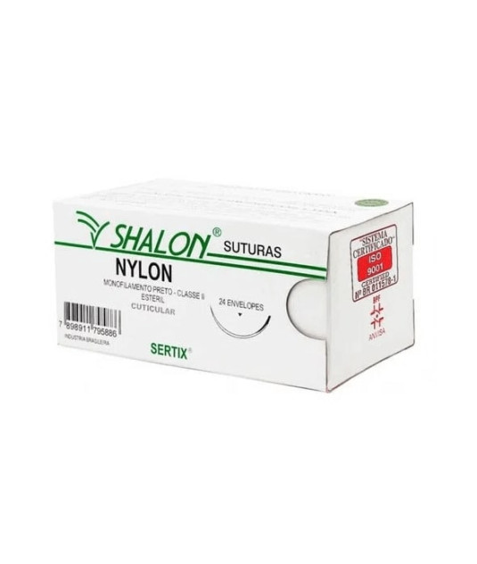 Fio nylon 2-0 c/ag 3/8 cir trg 3,0cm 45cm SHALON unidade