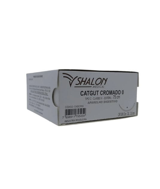 Fio cat gut cromado 2-0 c/ag 3/8cir cil3,0 75cm SHALON unidades 